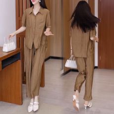 批发夏季新款中年妈妈洋气减龄时尚套装40岁50休闲百搭两件套遮肉显瘦