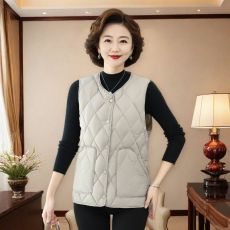 批发时尚马甲秋冬妈妈保暖宽松轻薄大码无袖坎肩中老年新款外套背心