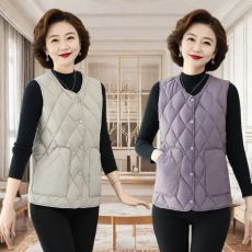 批发时尚<b class='q'>马甲</b>秋冬妈妈保暖宽松轻薄大码无袖坎肩<b class='q'>中老年</b>新款外套背心