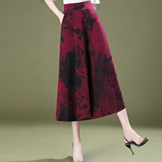 批发八分阔腿裙裤女夏季薄款新款高腰宽松<b class='q'>雪纺</b>女裤夏中年妈妈裤子