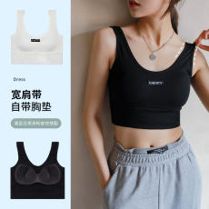 批发官图带胸垫纯棉小吊带<b class='q'>背心女</b>内搭外穿夏无袖T恤短款上衣<b class='q'>运动</b>