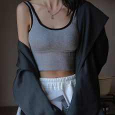 批发官图 带胸垫小吊带背心女内搭外穿夏季美背<b class='q'>文胸</b>一体短款上衣