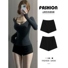 批发黑色辣妹短裤女春夏2025新款高腰a字显瘦小个子西装打底性感热裤
