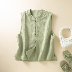 批发新中式国风马甲2026春季新款立领斜襟上衣女士无袖背心坎肩