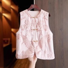 批发新中式国风真丝马甲背心女2026春季新款刺绣高级感桑蚕丝马夹