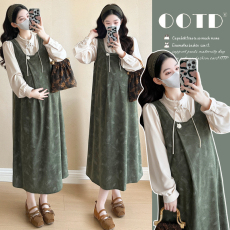 批发孕妇装连衣裙女2025新款春季穿搭背心裙禅意新中式国风套装