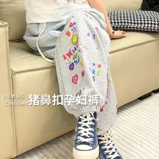 批发孕妇裤春款洋气彩色印花休闲宽松卫裤松紧腰休闲长裤孕妇裤