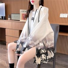 批发官图100%涤纶渐变色连帽外套女秋季2025新款韩版新款宽松中长款