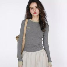 批发1*1 230克德绒撞色拼假两件内搭长<b class='q'>t</b><b class='q'>恤</b>秋冬新款气质休闲打底衫