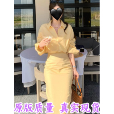 批发普吉套装~韩系亚麻时尚INS博主感松弛<b class='q'>衬衫</b>半裙两件套