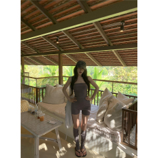 批发实拍 时尚欧美露肩平口抹胸连体短裤 <b class='q'>袜套</b>套装