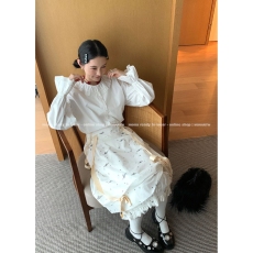 批发MONA 100棉仿天丝 法式设计感时尚 宽松白色<b class='q'>衬衫女</b>小个子2026新款