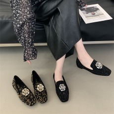 批发米庭英伦风水钻乐福单鞋女外穿2026春夏新款韩版一脚蹬浅口豆豆鞋