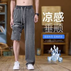 批发实拍2025春夏天丝莱赛尔牛仔裤男舒适垂顺感宽松大码直筒凉感长裤