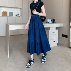 批发实拍大码女装2026复古a字<b class='q'>牛仔</b>半身裙微胖MM高腰显瘦中长款大摆裙