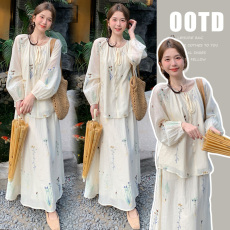 批发2026新款早春夏重工全刺绣孕妈上衣+高腰猪鼻扣半身裙套装