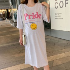 批发仿棉<b class='q'>牛奶</b><b class='q'>丝</b>#孕妇装夏天裙子宽松大码长款过膝圆领小清新<b class='q'>连衣裙</b>女