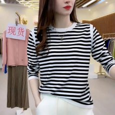 批发条纹拼接长袖撞色圆领t恤设计感早<b class='q'>春</b>薄款宽松韩版百搭显瘦上衣女