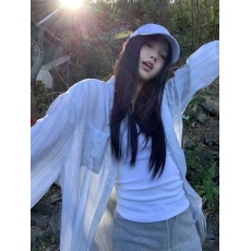 批发法式气质条纹<b class='q'>衬衫</b>女2026年秋季薄款宽松叠穿<b class='q'>休闲</b>百搭长袖<b class='q'>衬衣</b>