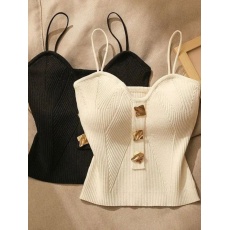 批发法式交叉针织吊带背女夏内搭性感美背修身高级感打底抹胸上衣外穿