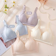 批发高品质蕾丝前扣哺乳内衣无钢圈固定棉聚拢收副乳防下垂孕期文胸