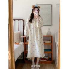 批发实拍实价 新款睡衣女韩系简约舒适睡裙减龄蝴蝶结休闲宽松家居服