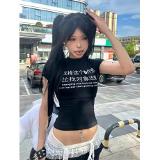批发1*1纯棉 高弹力新款纯棉短袖<b class='q'>t</b><b class='q'>恤</b>修身显瘦短款搭配高腰<b class='q'>裤</b>上衣