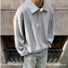 批发<b class='q'>日系</b><b class='q'>复古</b>简约POLO翻领卫衣男女潮牌boxy基础百搭宽松休闲长袖上衣