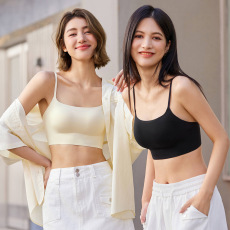 批发无痕套头一体式裸感美背内衣女无钢圈聚拢吊带内衣