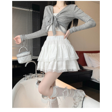 批发大码白色法式芭蕾风蓬蓬蛋糕裙女荷叶边短裙高腰a字蕾丝半身裙