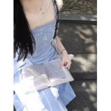 批发优质质量 蓝色格纹抹胸吊带<b class='q'>连衣裙女</b>夏季法式高级感收腰显瘦裙子