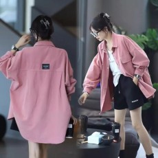批发休闲慵懒风<b class='q'>宽松</b>薄款衬衫女春秋新款百搭上衣韩版时尚工装衬衣<b class='q'>外套</b>