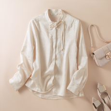 批发长袖新中式早秋国风衬衫女2025<b class='q'>春</b>季新款衬衣高级感修身上衣