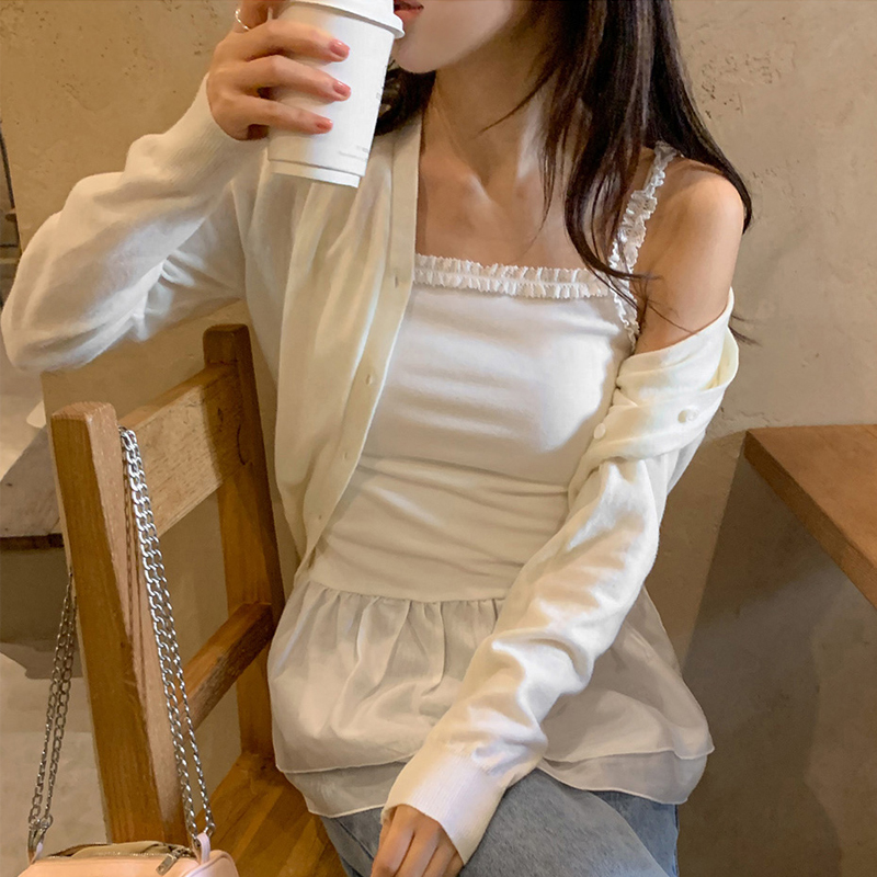 있음 선적 슬립 레이스 조각 봄 가을 인사이드 가져 가라. 외출용 만나는 조끼 맨위