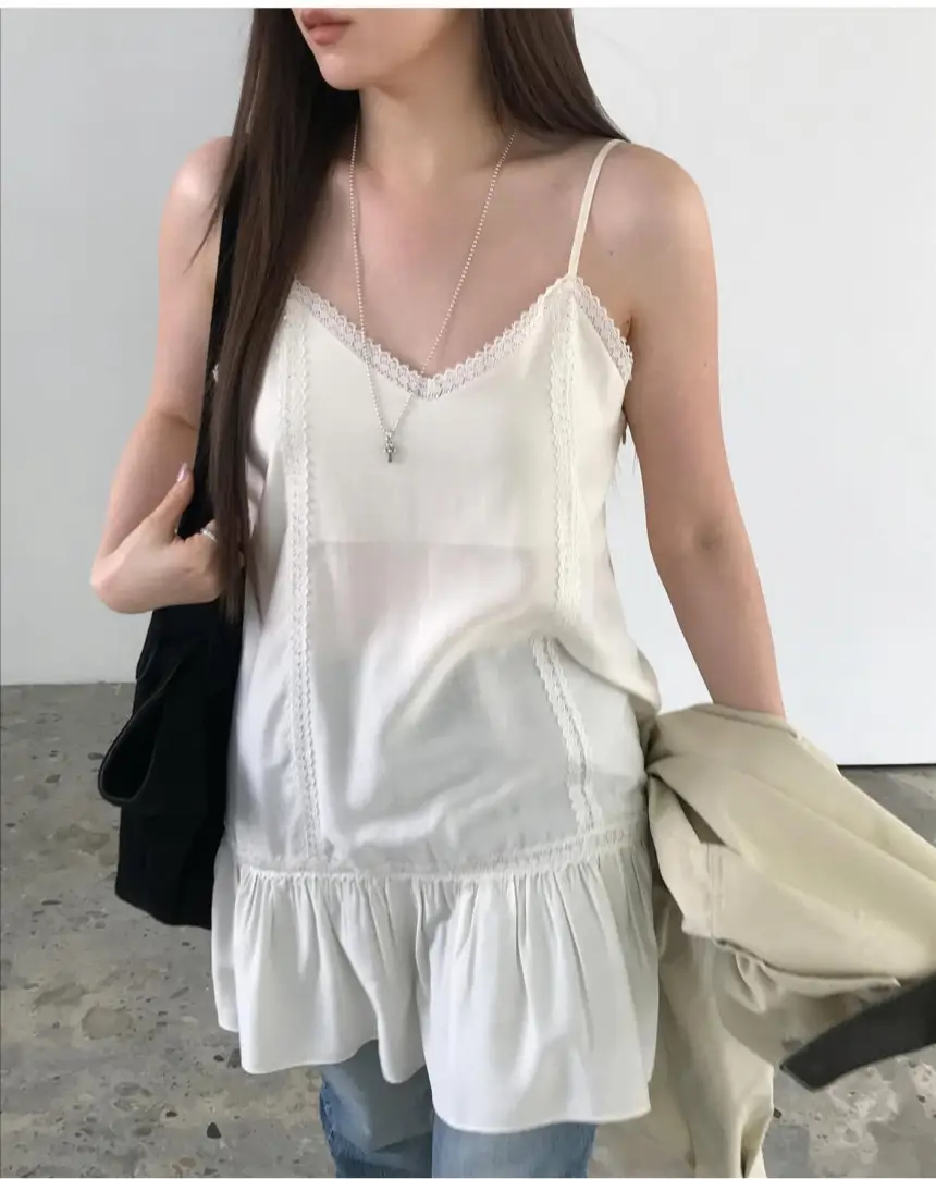 프렌치 레이스 슬리브리스 원피스 상세 이미지 8