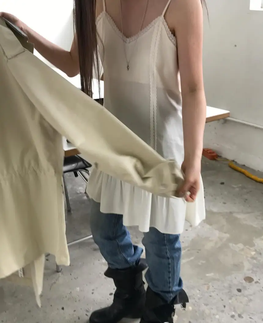 프렌치 레이스 슬리브리스 원피스 상세 이미지 12