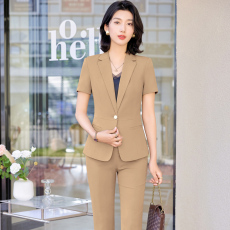 批发新中式短袖衬衫女职业气质酒店高级餐饮<b class='q'>服务员</b>工作服前厅接待工装