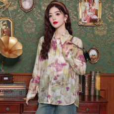 批发防晒衣新款夏季 天丝印花<b class='q'>清凉</b>透气 拼接衬衫领时尚衬衣