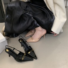 富贵一足法式尖头细跟高跟鞋女外穿2026年春夏新款仙女风漆皮凉鞋