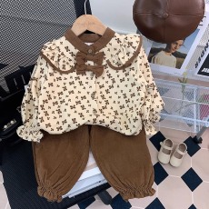 批发<b class='q'>女童</b>时髦<b class='q'>套</b>装儿童洋气两件套宝宝<b class='q'>娃娃衫</b>休闲裤小童装2025春装新款