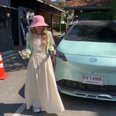 批发微胖白色波点抹胸吊带裙女夏高级度假<b class='q'>连衣裙</b>法式收腰褶皱脚踝长裙