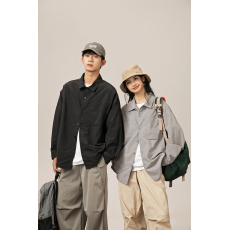 批发25年秋季新款户外工装风百搭宽松舒适长袖衬衫