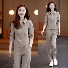 批发大码韩版休闲慵懒风穿搭<b class='q'>套装</b>女2025秋季时尚连帽卫衣<b class='q'>哈伦裤</b>一整套