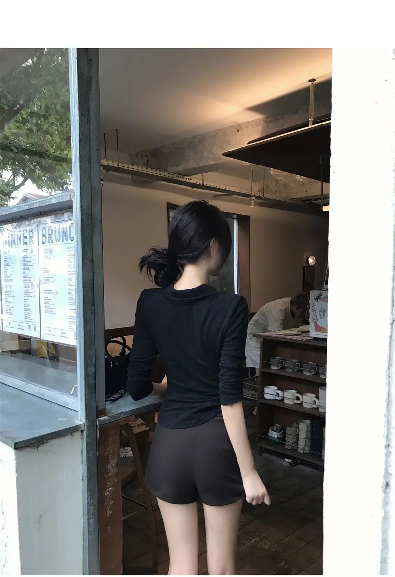 폴드 칼라 긴소매 슬림핏 가디건 상세 이미지 11