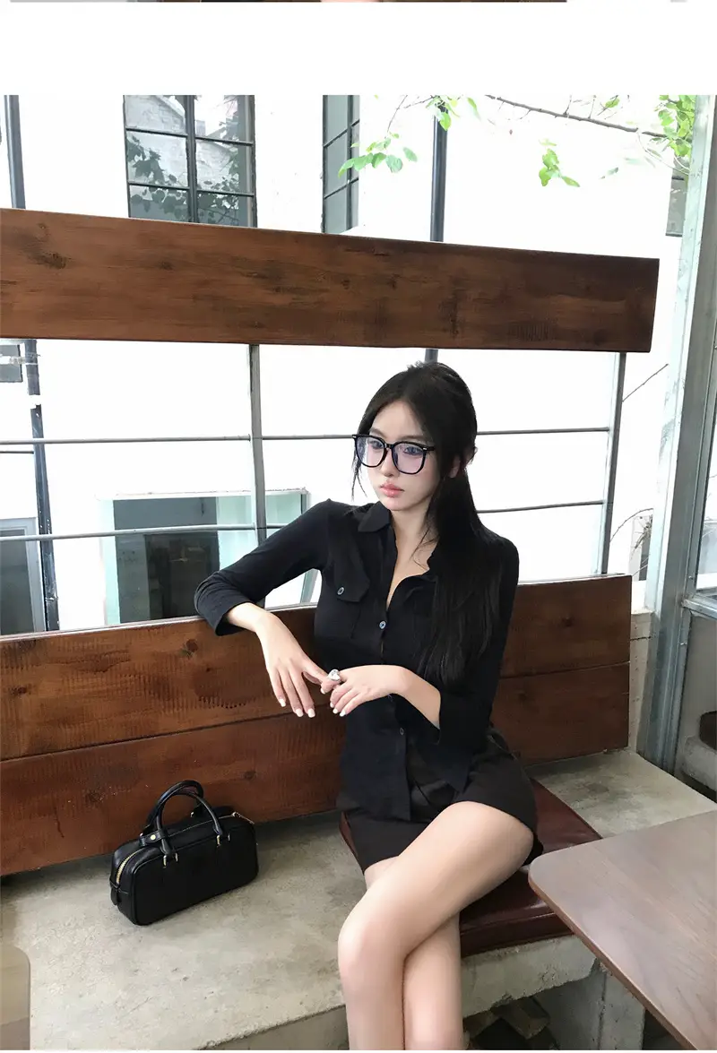 폴드 칼라 긴소매 슬림핏 가디건 상세 이미지 15