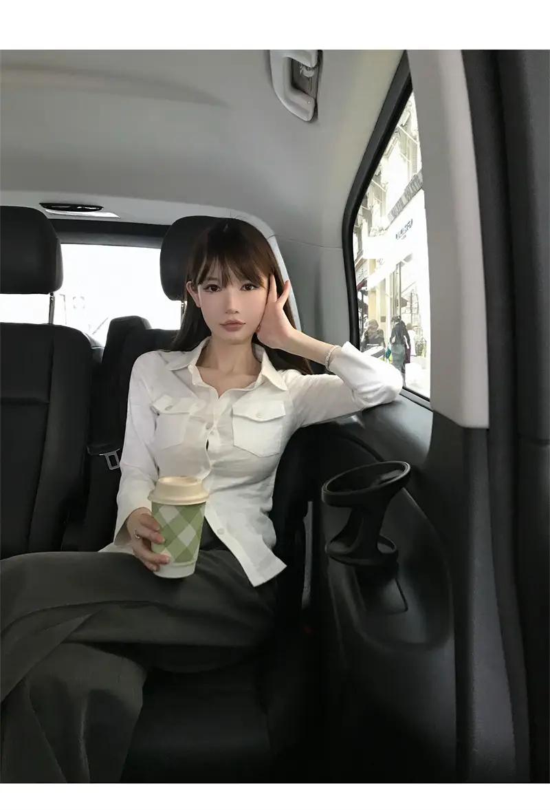 폴드 칼라 긴소매 슬림핏 가디건 상세 이미지 16