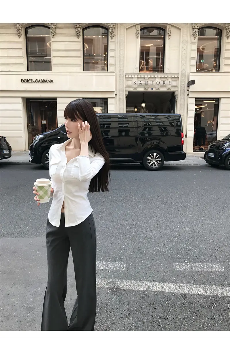 폴드 칼라 긴소매 슬림핏 가디건 상세 이미지 20