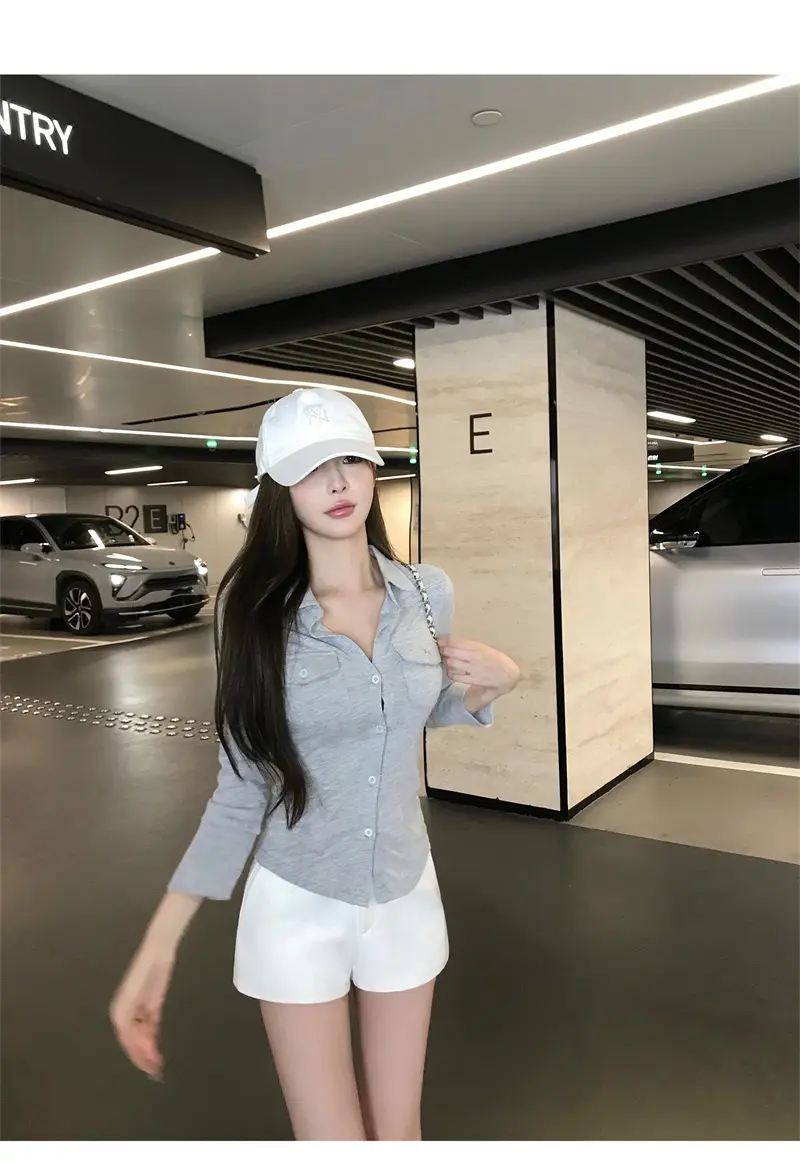 폴드 칼라 긴소매 슬림핏 가디건 상세 이미지 22