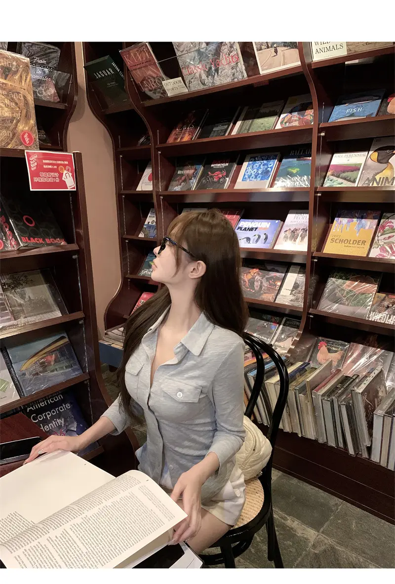 폴드 칼라 긴소매 슬림핏 가디건 상세 이미지 24