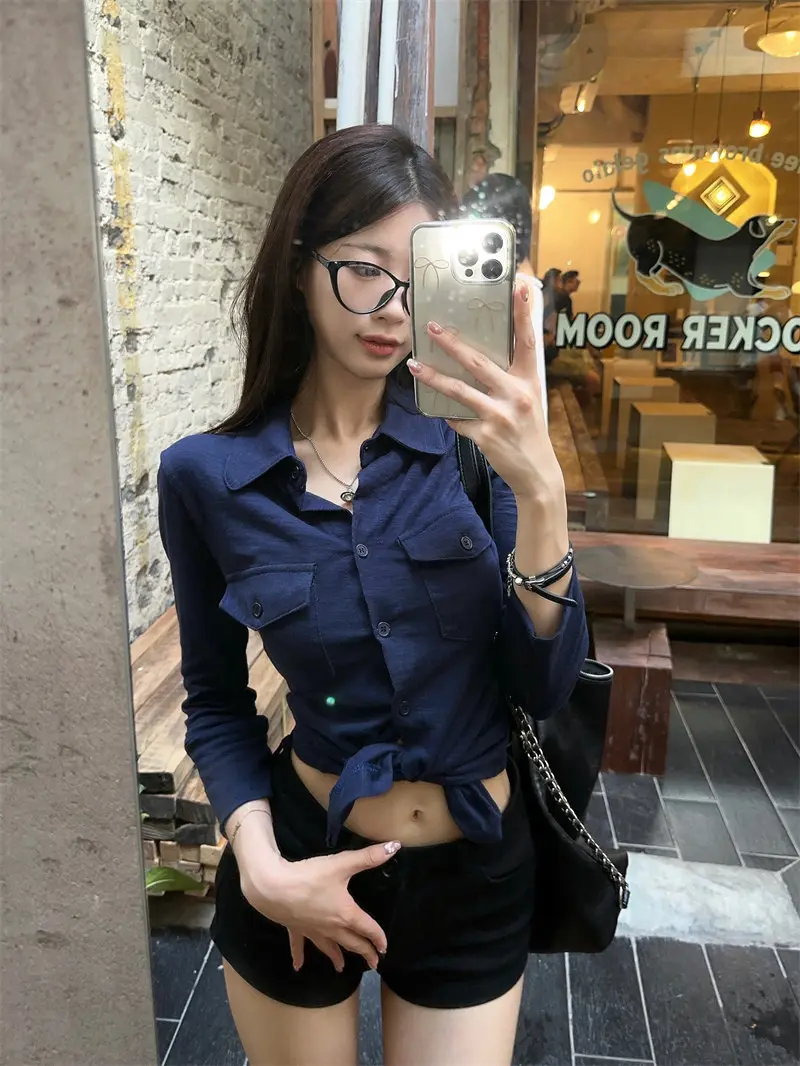 폴드 칼라 긴소매 슬림핏 가디건 상세 이미지 28